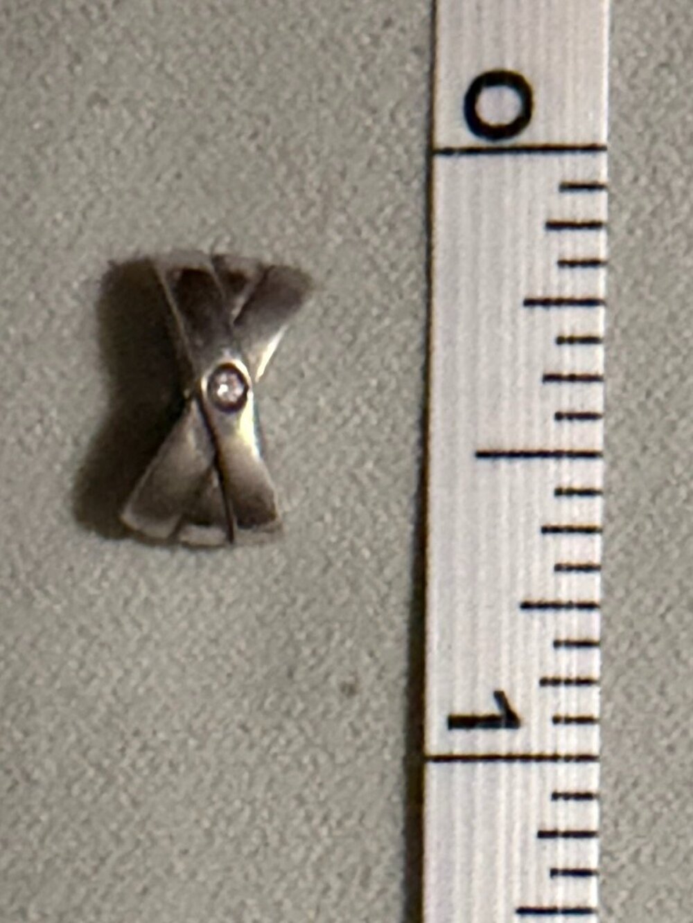 Small Silver Crossover Pendant with Diamond Chip